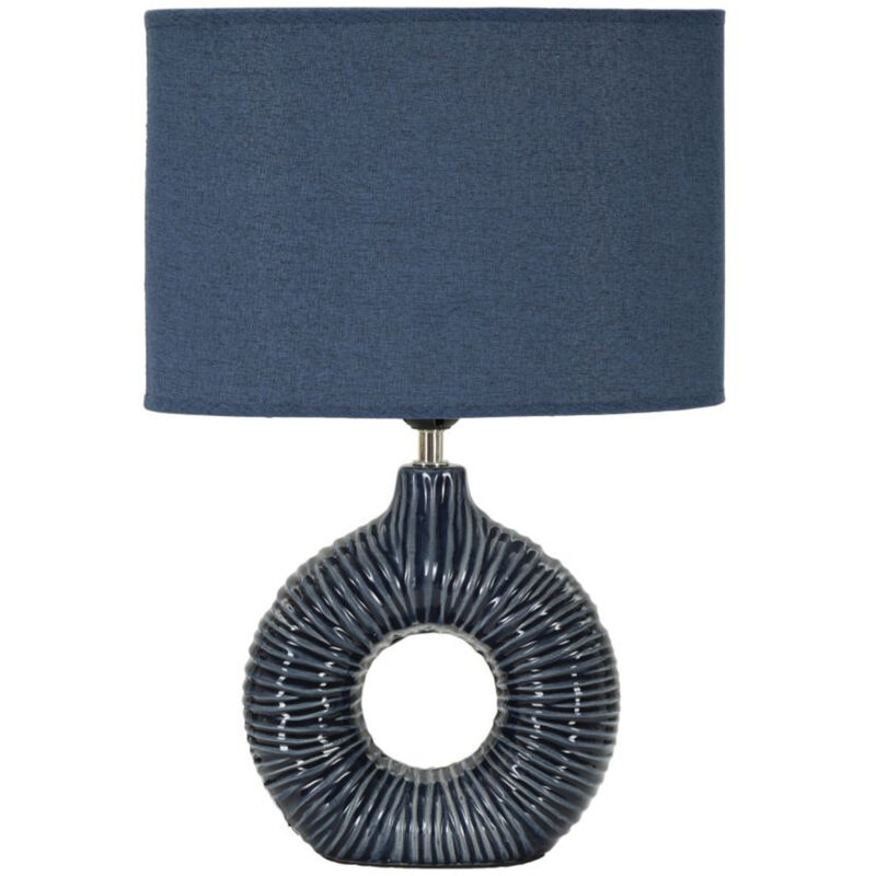 foto del prodotto lampada da tavolo mf92, ceramica, metallo, tessuto, blu, 28,5x15x43 cm