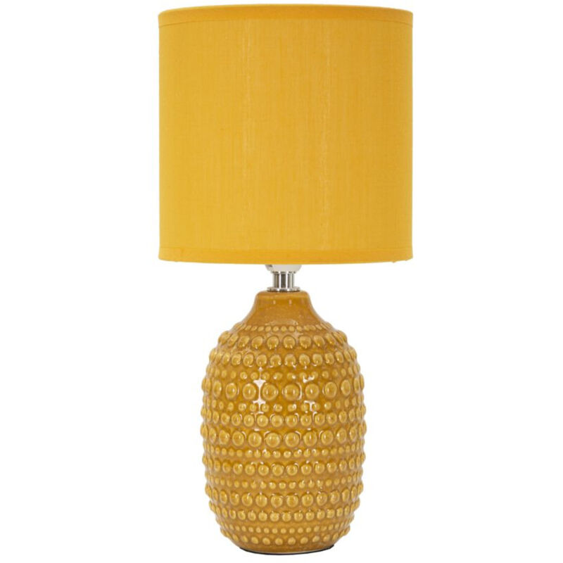 foto del prodotto lampada da tavolo mf95, ceramica, metallo, tessuto, giallo, 15x15x30,5 cm