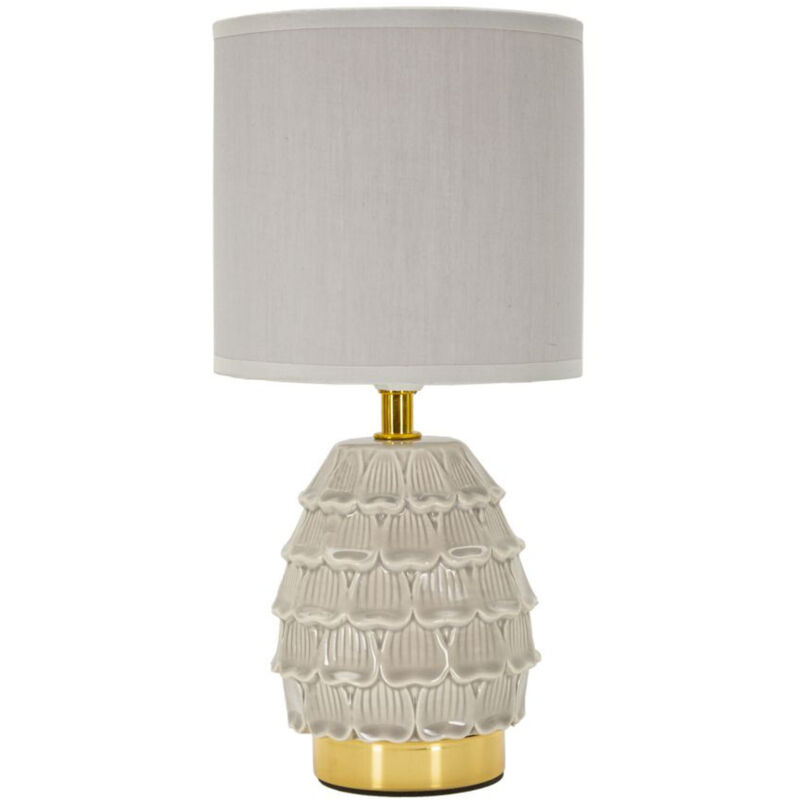 foto del prodotto lampada da tavolo mf97, ceramica, metallo, tessuto, beige, 15x15x30,5 cm