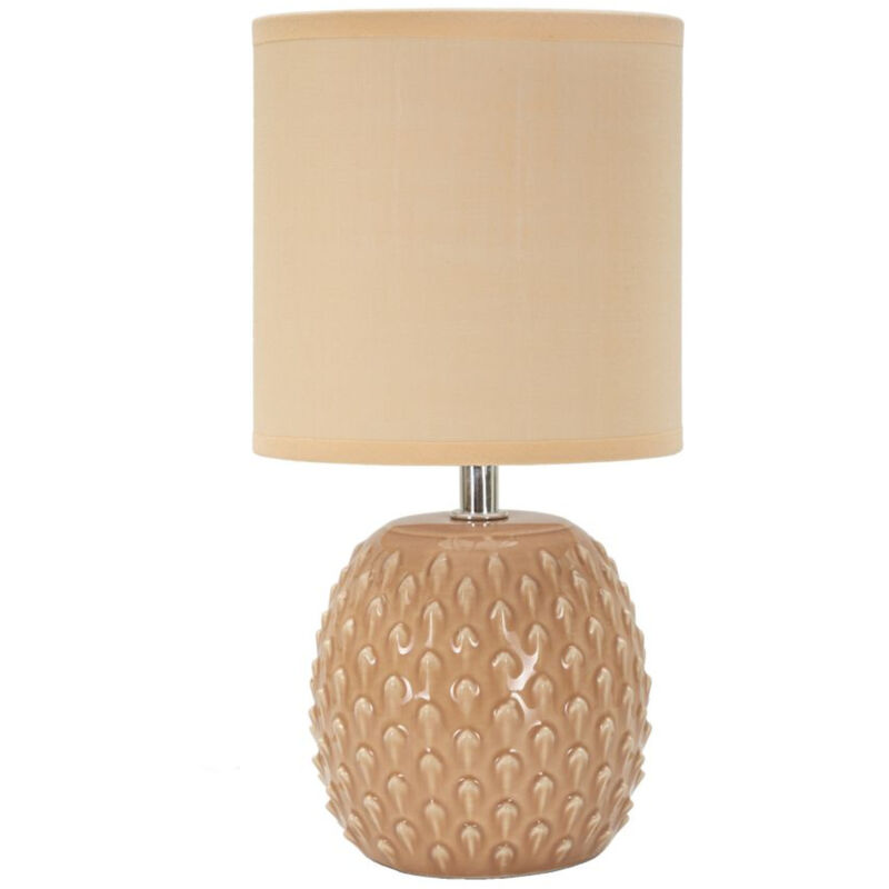 foto del prodotto lampada da tavolo mf98, ceramica, metallo, tessuto, arancione, 14x14x27 cm