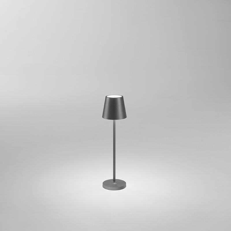 foto del prodotto lampada da tavolo mini diva led 1,5w 140lm 3000k ricaricabile a batterie dimmerabile in alluminio grigio scurotestina touch dimmerabile
