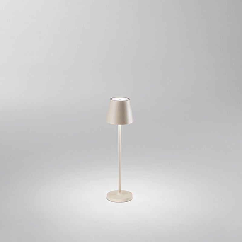 foto del prodotto lampada da tavolo mini diva led 1,5w 140lm 3000k ricaricabile a batterie dimmerabile in alluminio sabbia testina touch dimmerabile