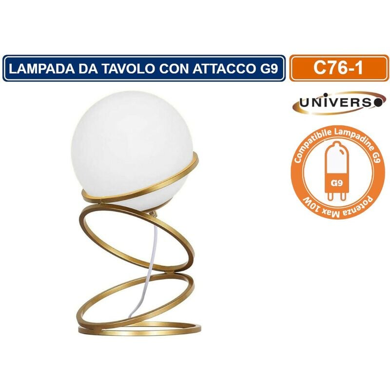 foto del prodotto lampada da tavolo minimalista in bronzo e sfera in vetro attacco per lampadina g9