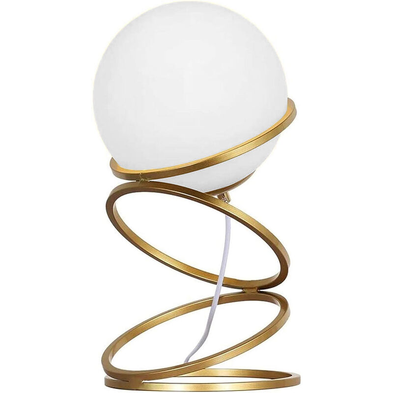 foto del prodotto lampada da tavolo minimalista lume in metallo bronzo con una sfera in vetro per camera da letto g9
