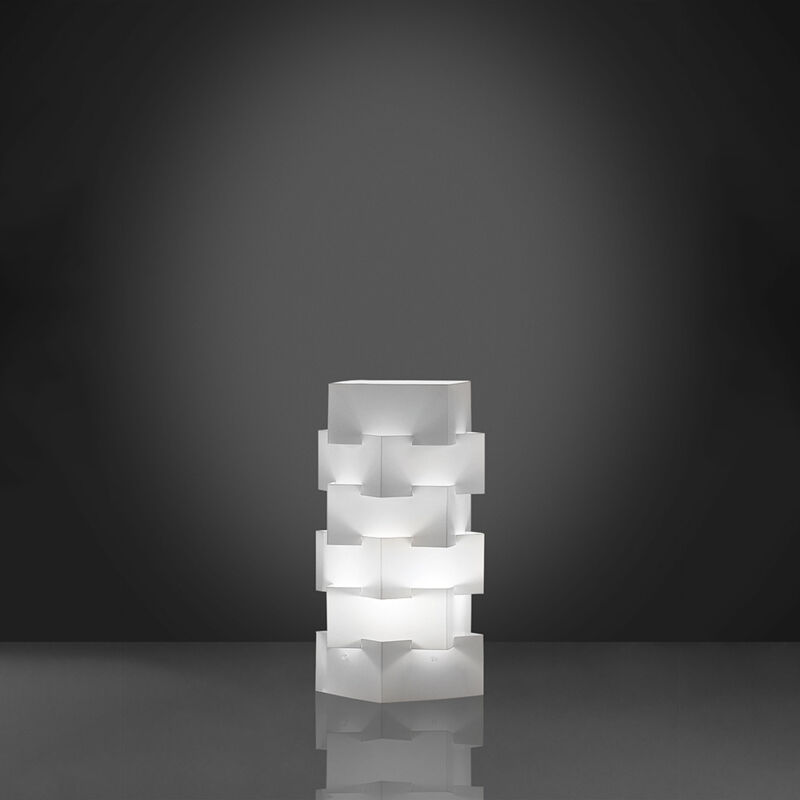 foto del prodotto lampada da tavolo moderna 1 luce building in polilux bianco h36 made in italy