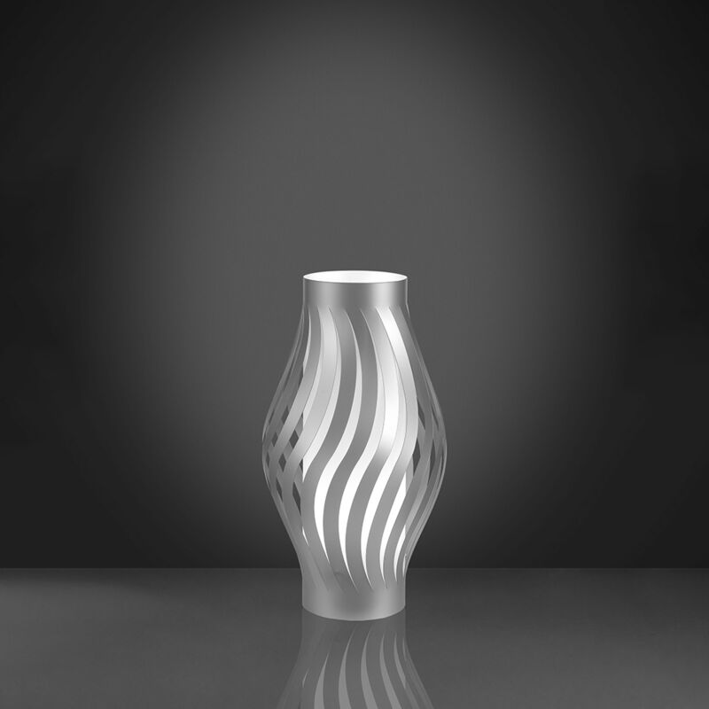 foto del prodotto lampada da tavolo moderna 1 luce helios in polilux silver h40 made in italy
