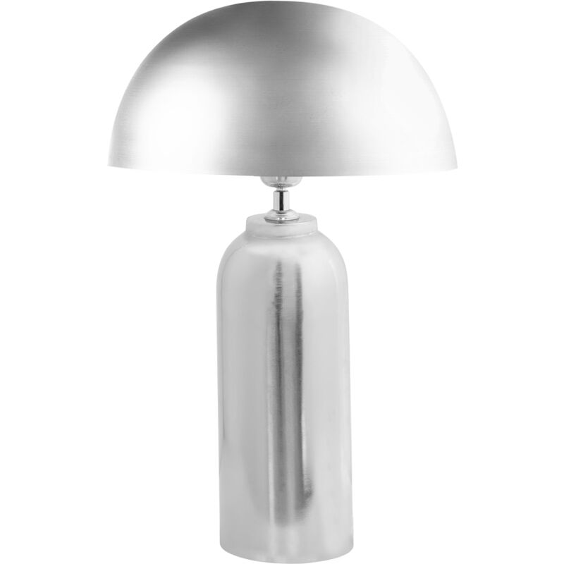 foto del prodotto lampada da tavolo moderna a stelo con paralume in ferro singolo 55 cm base in ferro argento jalangi