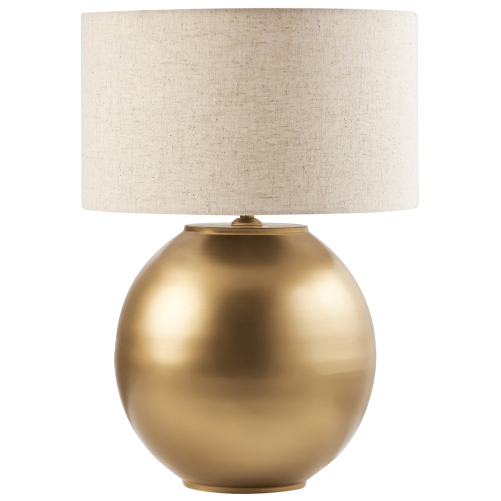 foto del prodotto lampada da tavolo moderna con paralume in cotone e lino base singola in ottone design moderno soggiorno
