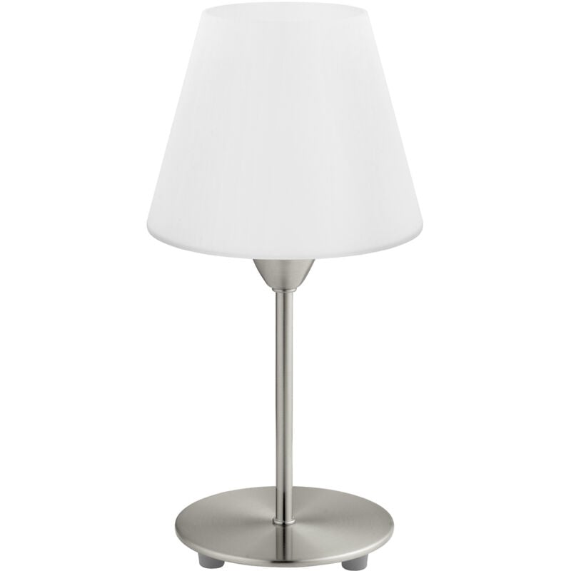 foto del prodotto lampada da tavolo moderna damasco 1 acciaio nichel satinato 1 luce e14