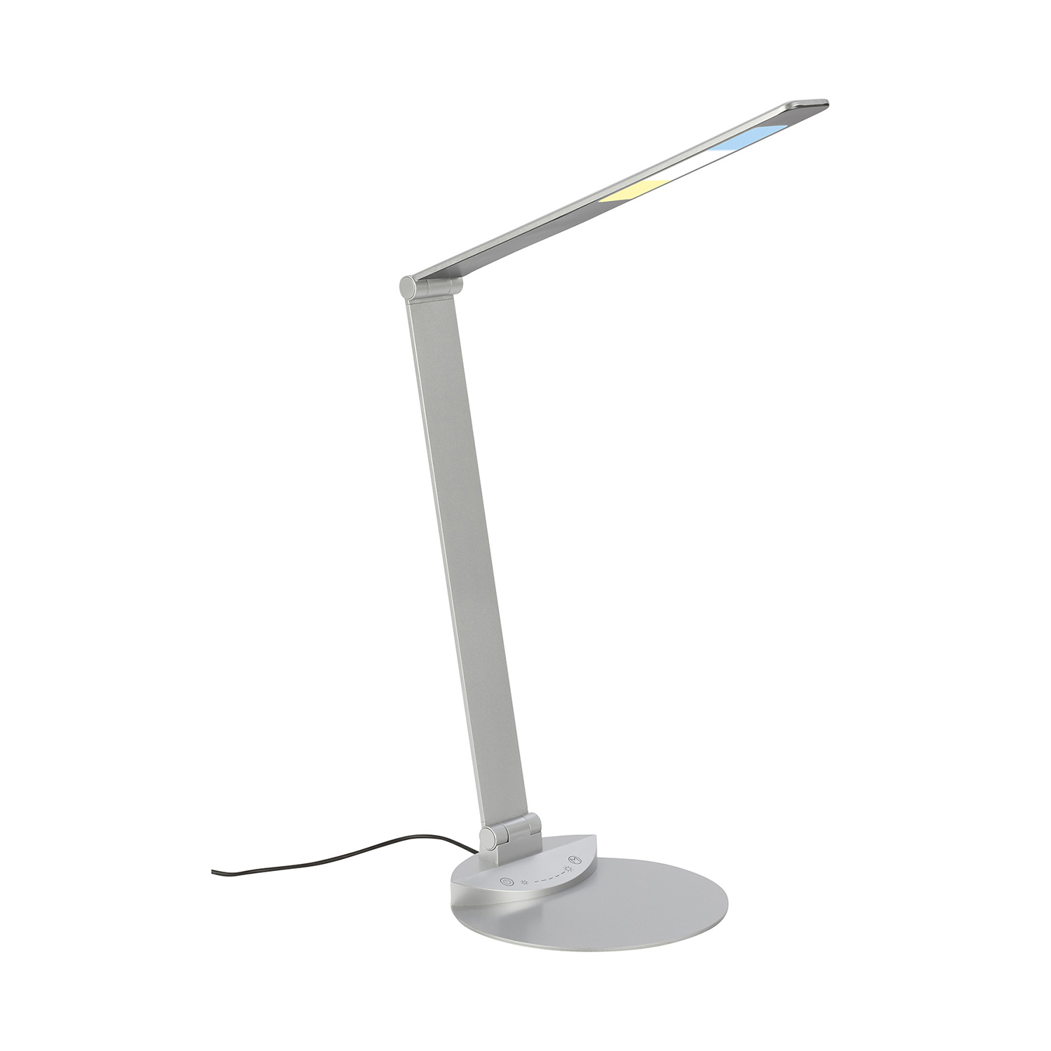 foto del prodotto lampada da tavolo moderna haiti metallo argento led integrato 6w 3000,4800,6500k