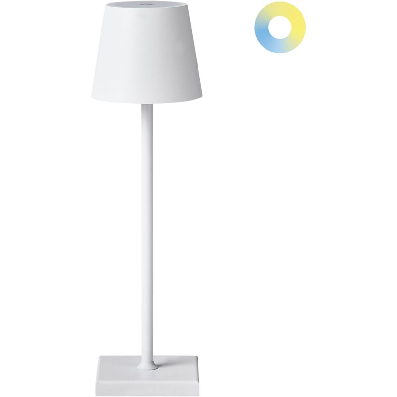 foto del prodotto lampada da tavolo moderna in alluminio con interruttore a sfioramento cavo usb di ricarica senza fili per interni all aperto bianco baceiro