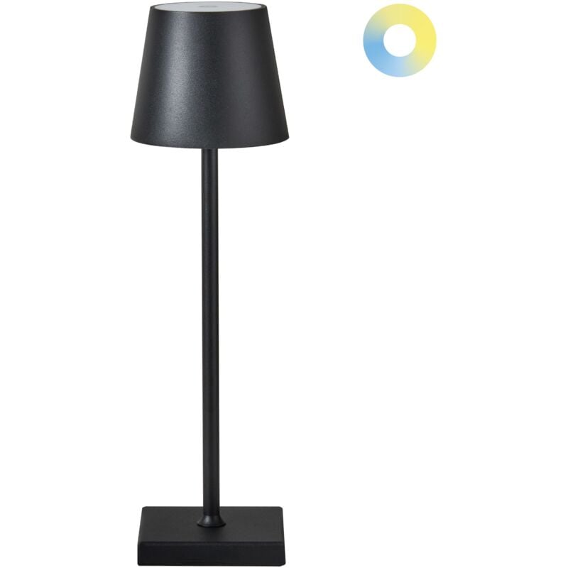 foto del prodotto lampada da tavolo moderna in alluminio con interruttore a sfioramento cavo usb di ricarica senza fili per interni all aperto nero baceiro