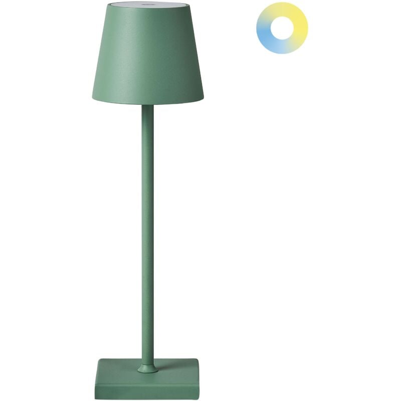 foto del prodotto lampada da tavolo moderna in alluminio con interruttore a sfioramento cavo usb di ricarica senza fili per interni all aperto verde baceiro