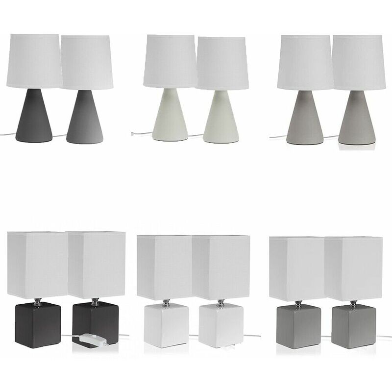foto del prodotto lampada da tavolo moderna in ceramica set da 2 con cappa bianca arredo casa ambienti decoro decoro 3