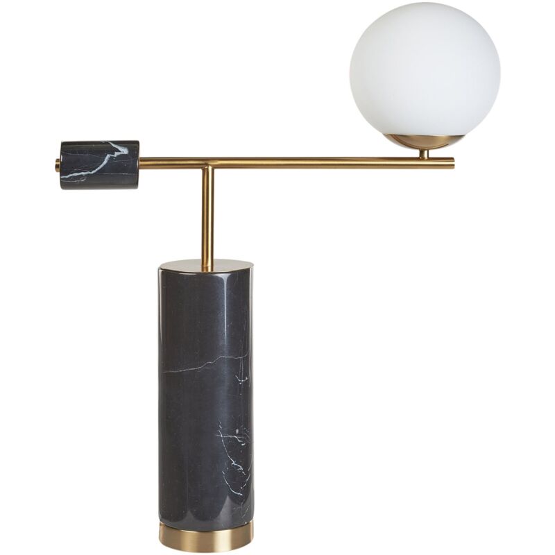 foto del prodotto lampada da tavolo moderna in metallo con base in marmo a forma di lampadina hondo nero e oro