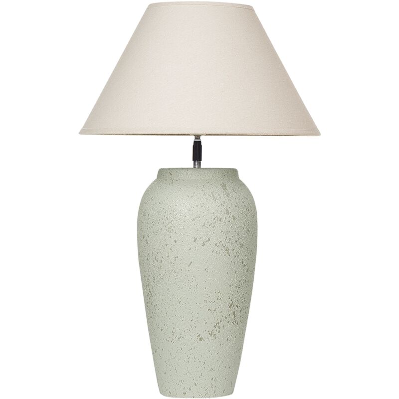 foto del prodotto lampada da tavolo moderna luce da comodino base in ceramica paralume regolabile in lino effetto invecchiato bianco amblo