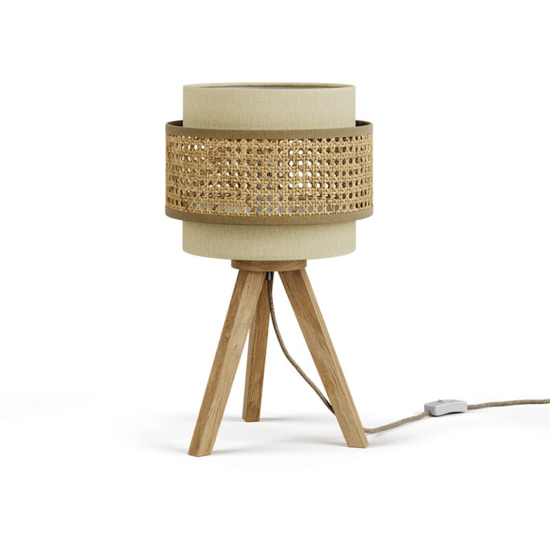 foto del prodotto lampada da tavolo morten, rattan crema, 26 x 45 cm con supporto vicco