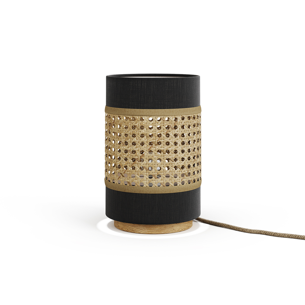 foto del prodotto lampada da tavolo morten, rattan nero, 17.5 x 26.5 cm, vicco