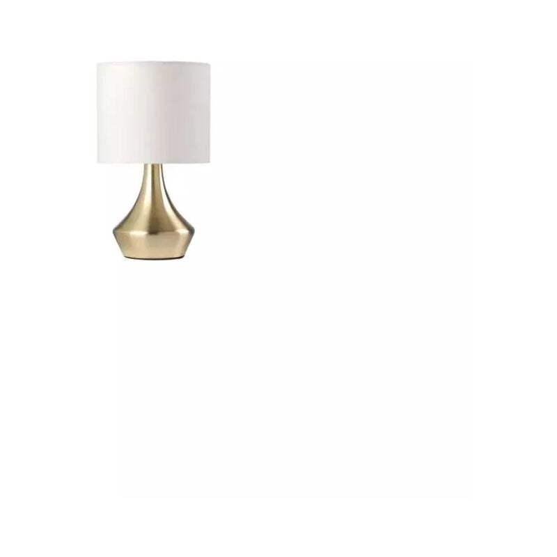 foto del prodotto lampada da tavolo ottone con paralume bianco, e14