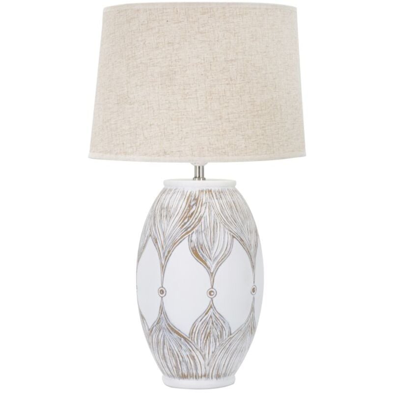 foto del prodotto lampada da tavolo ovale atene 38x67x38 cm in poliresina bianco marrone