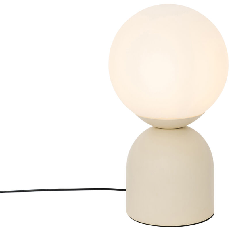 foto del prodotto lampada da tavolo pallontrend chic da hotel acciaio,vetro beige bianco sfera max. 1 x watt qazqa