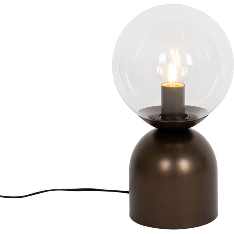 foto del prodotto lampada da tavolo pallontrend chic da hotel acciaio,vetro bronzo sfera max. 1 x watt qazqa