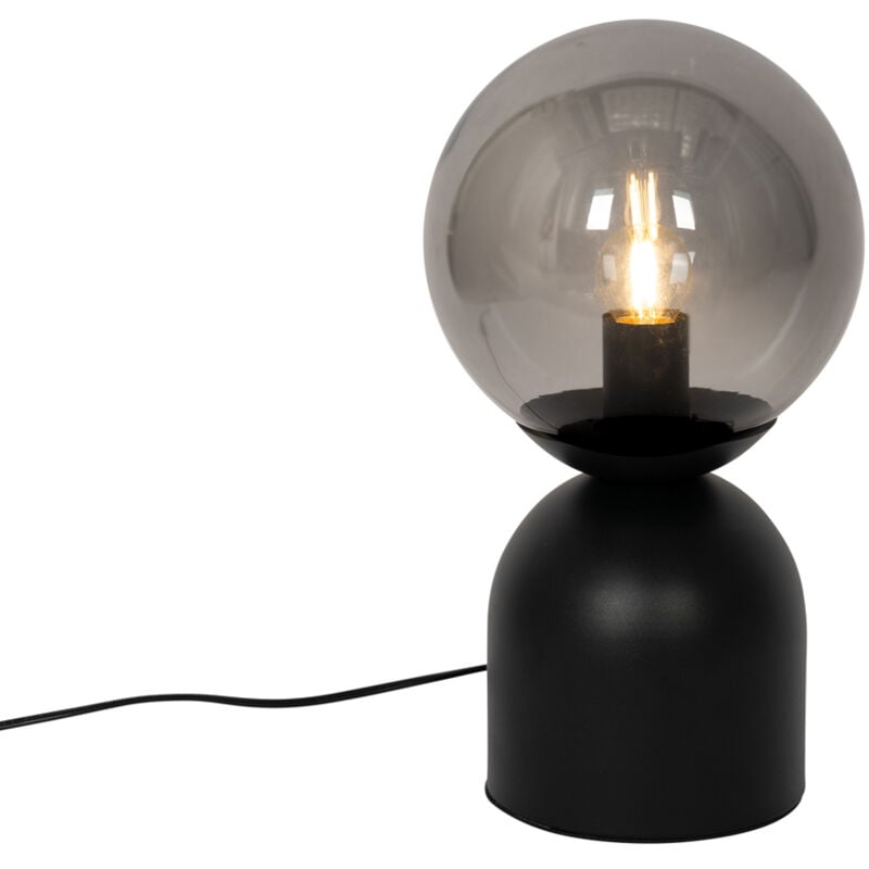 foto del prodotto lampada da tavolo pallontrend chic da hotel acciaio,vetro nero grigio sfera max. 1 x watt qazqa