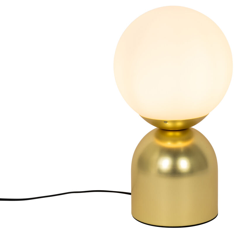 foto del prodotto lampada da tavolo pallontrend chic da hotel acciaio,vetro oro bianco sfera max. 1 x watt qazqa