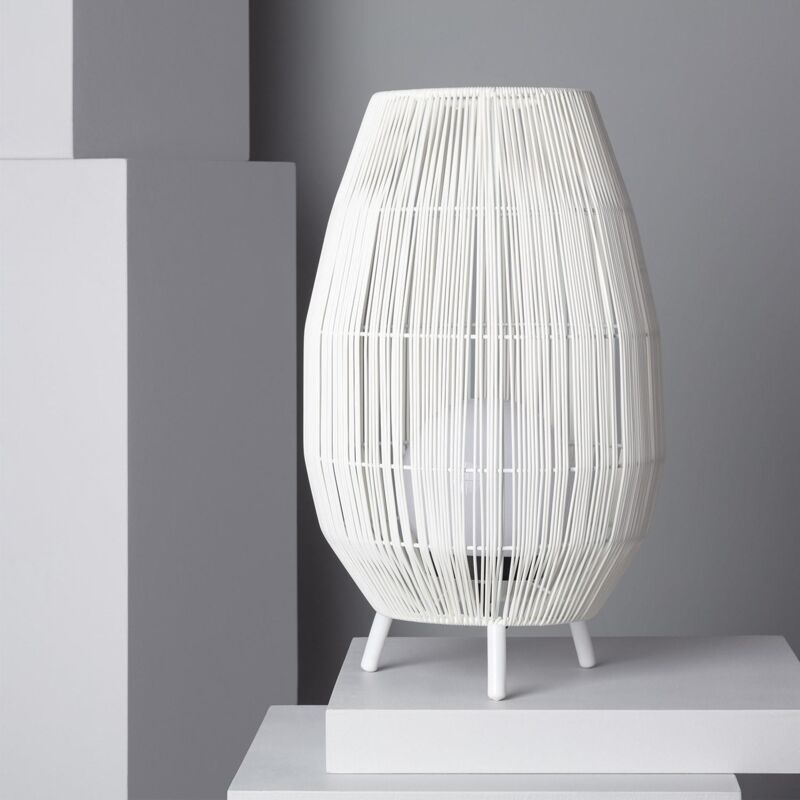 foto del prodotto lampada da tavolo per esterno rattan annecy bianco
