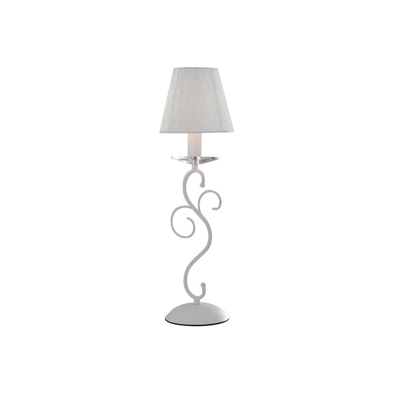 foto del prodotto lampada da tavolo perla in metallo bianco e cristallo 