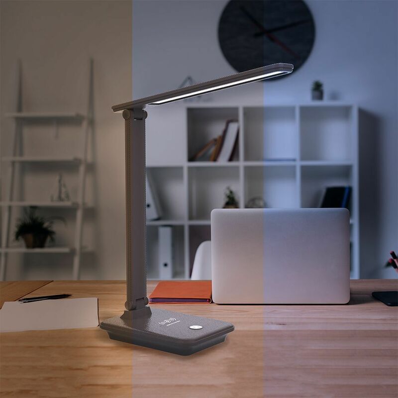 foto del prodotto lampada da tavolo pieghevole 180 3 colori con ricarica wireless qi 10w at76284
