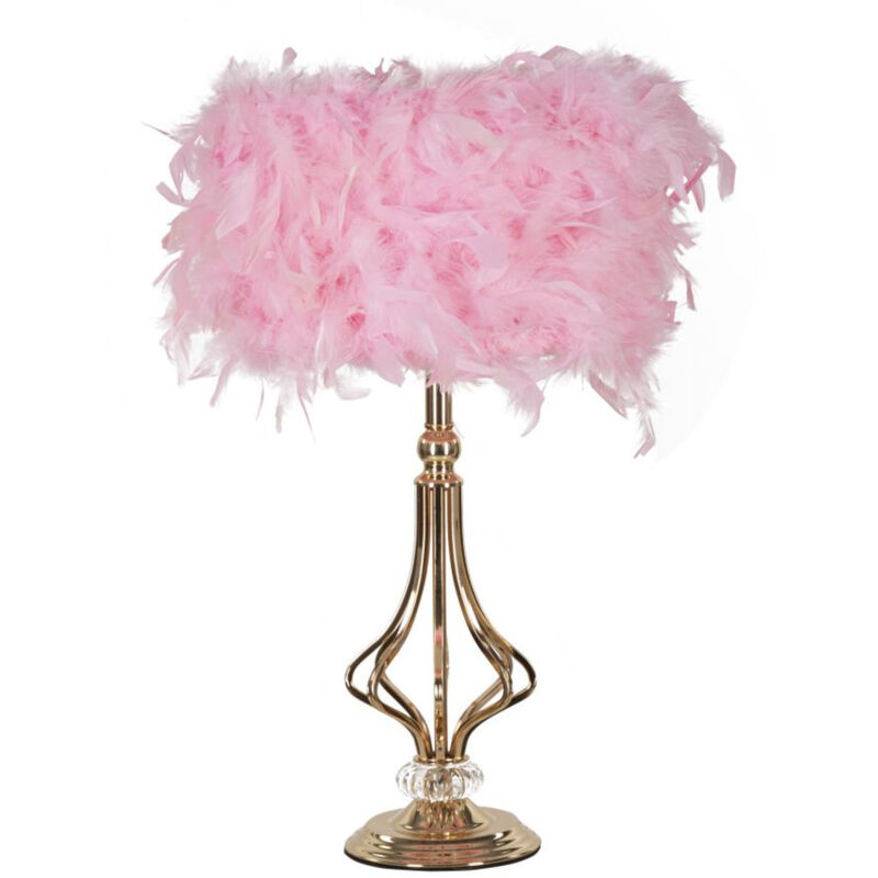 foto del prodotto lampada da tavolo piume 6, metallo, plastica, rosa, bianco, 25x25x54 cm
