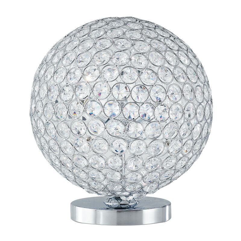 foto del prodotto lampada da tavolo planet cromo in metallo e cristalli tre lampadine g9 cromo