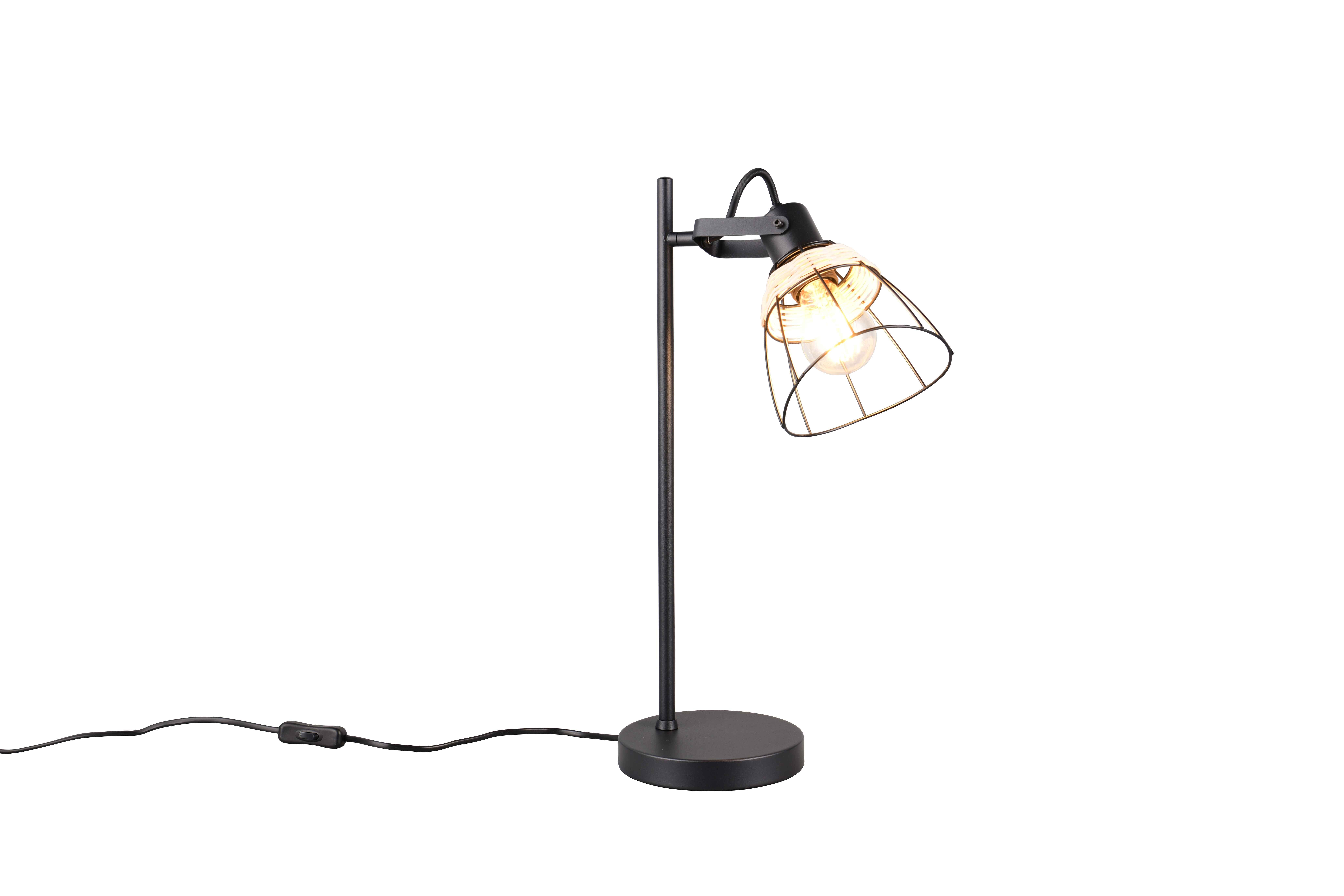 foto del prodotto lampada da tavolo, rattan e metallo, naturale e nero, h 50 cm, jerome