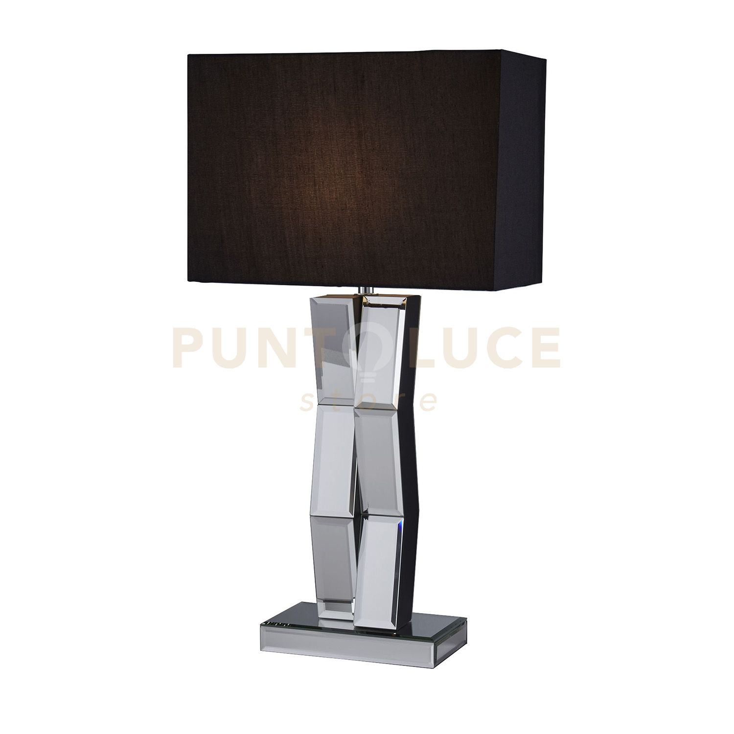 foto del prodotto lampada da tavolo reflect mirror retro in legno e paralume nero