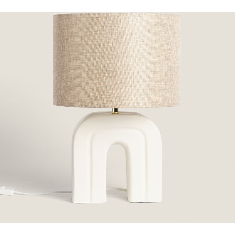 foto del prodotto lampada da tavolo resina e lino cira bianco gardenia