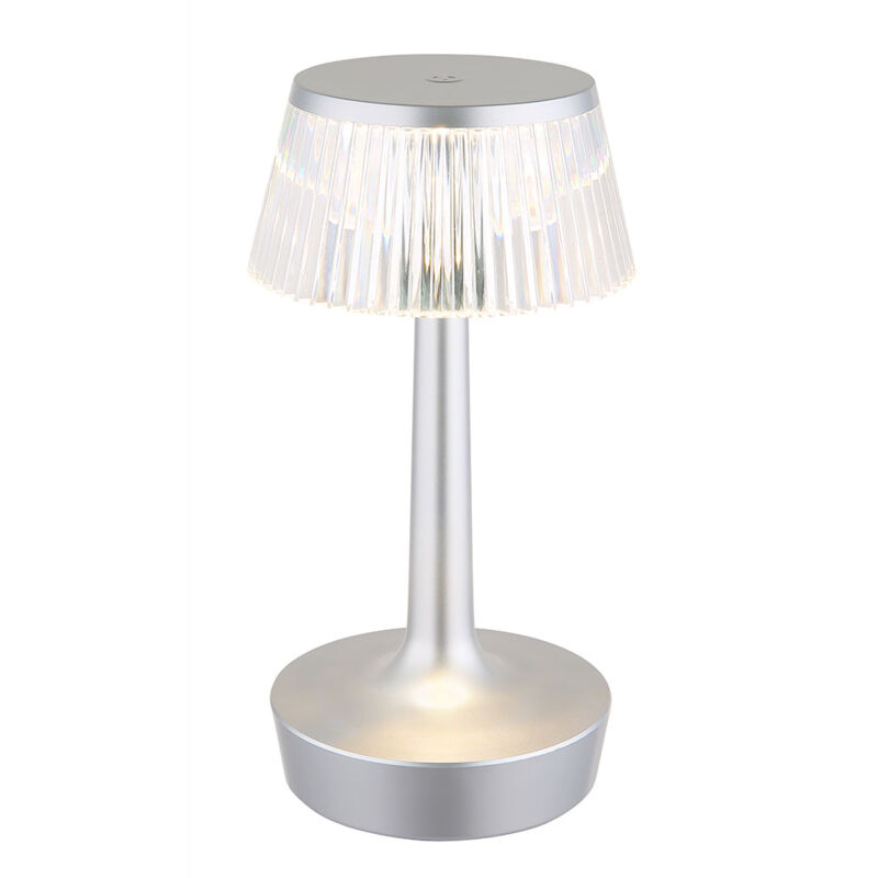 foto del prodotto lampada da tavolo ricaricabile lampada da tavolo in cristallo cct lampada da comodino dimmerabile touch dimmer, argento, led 0,7w 90lm bianco caldo,