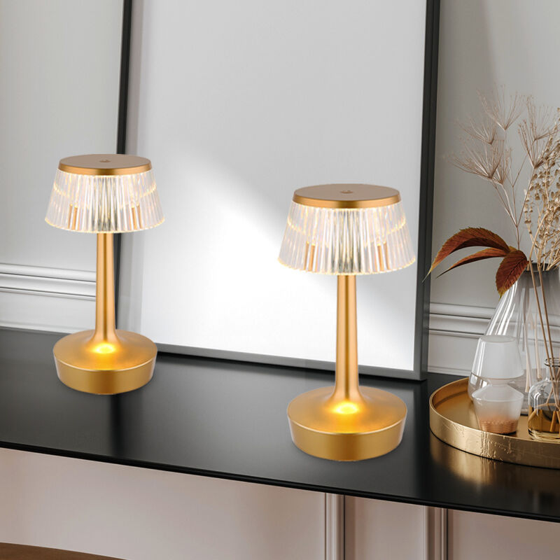 foto del prodotto lampada da tavolo ricaricabile lampada da tavolo in cristallo cct lampada da comodino dimmerabile touch dimmer, ottone, led 0,7w 84lm bianco caldo,