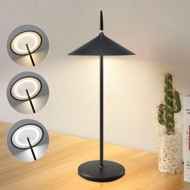 foto del prodotto lampada da tavolo ricaricabile , luce notturna senza fili led ricaricabile da 1800 mah, dimmerabile al tocco, moderna, bianca, lampada da esterno