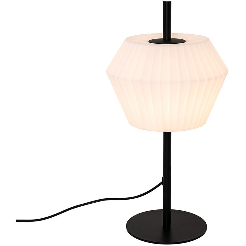foto del prodotto lampada da tavolo robbert - moderno - plastico,acciaio - bianco nero - tondo max. 1 x watt - qazqa