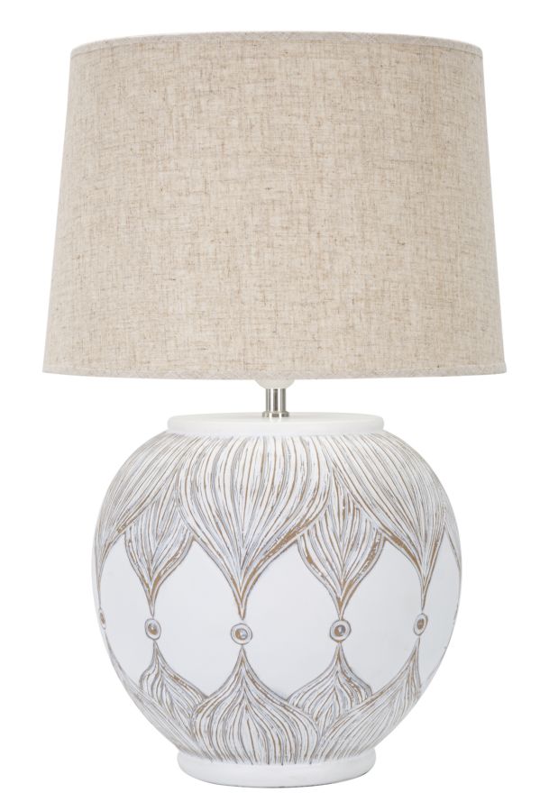 foto del prodotto lampada da tavolo rot. atene 38x59x38 cm in poliresina bianco marrone