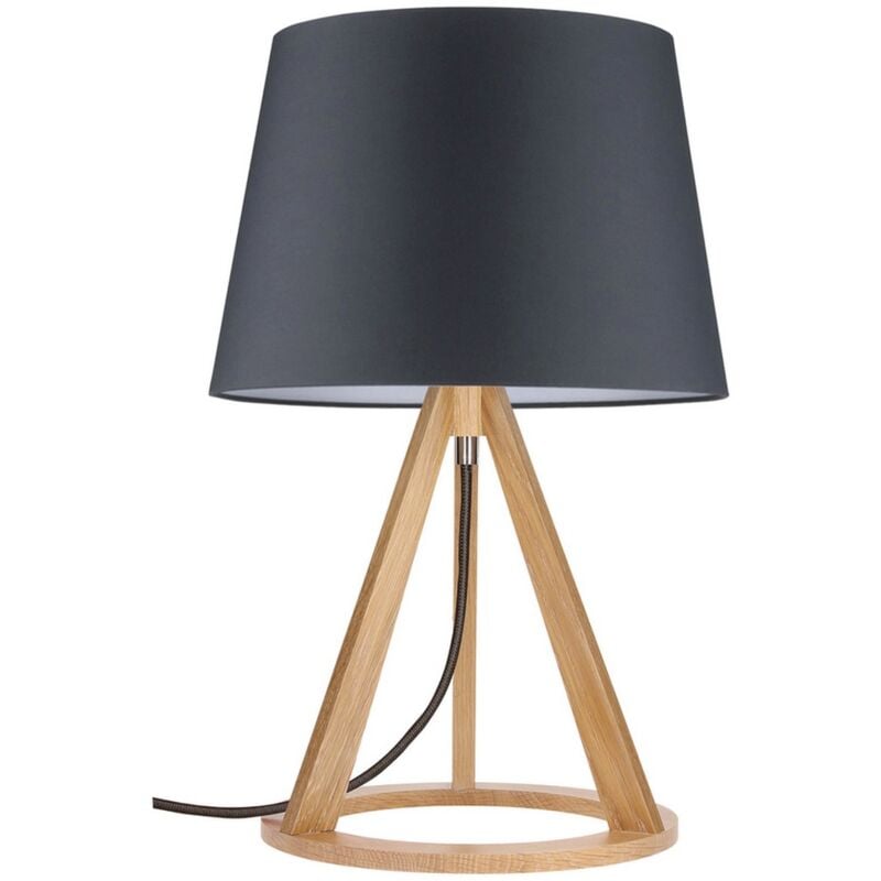 foto del prodotto lampada da tavolo sambre, legno, tessuto, marrone, nero, 30x30x49 cm