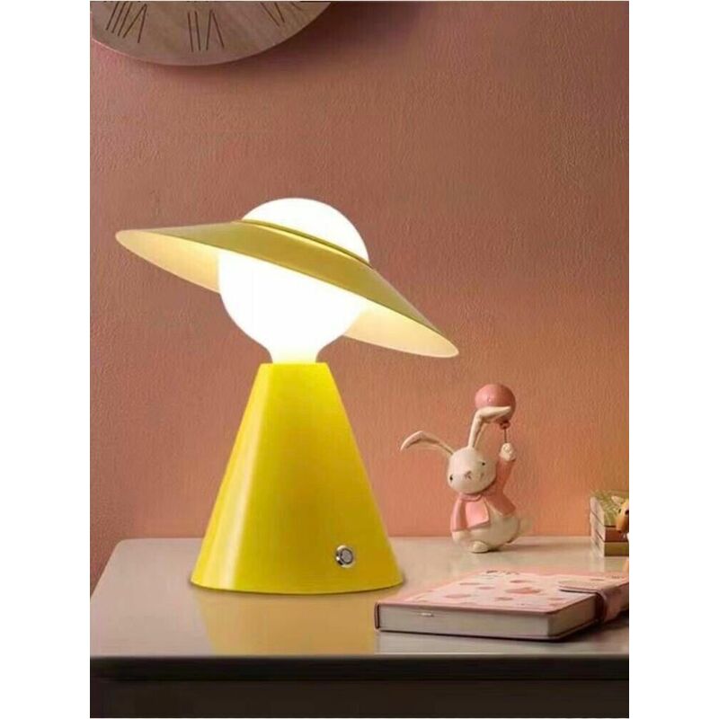 foto del prodotto lampada da tavolo scrivania comodino lume porta lampadina e27 lumetto giallo