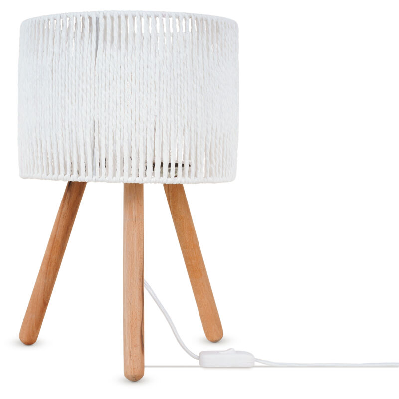 foto del prodotto lampada da tavolo scrivania lampada da comodino lettura paralume boho e27 bianco, tipo 4 paco home