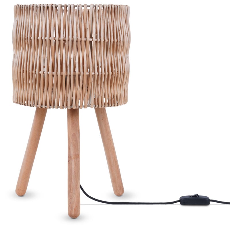 foto del prodotto lampada da tavolo scrivania lampada da comodino lettura paralume boho e27 natura, tipo 3 paco home