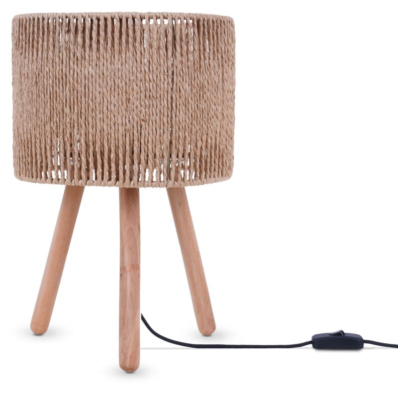 foto del prodotto lampada da tavolo scrivania lampada da comodino lettura paralume boho e27 natura, tipo 4 - paco home