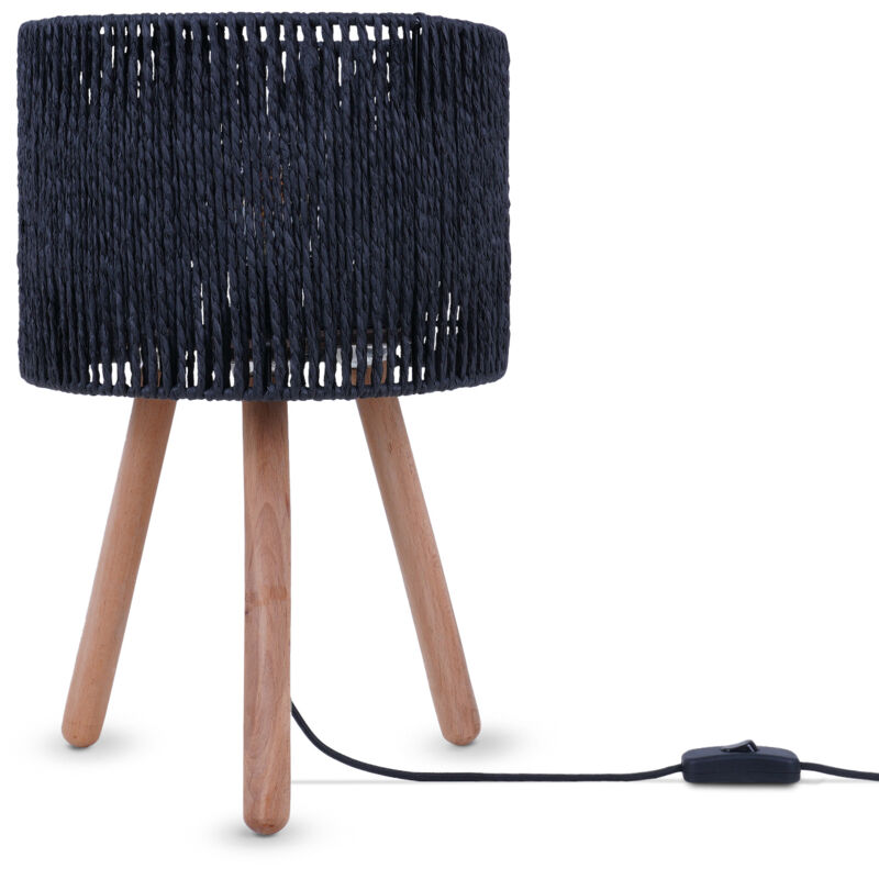 foto del prodotto lampada da tavolo scrivania lampada da comodino lettura paralume boho e27 nero, tipo 4 paco home