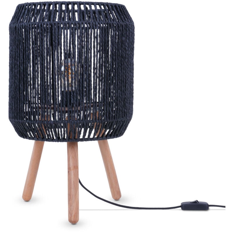 foto del prodotto lampada da tavolo scrivania lampada da comodino lettura paralume boho e27 nero, tipo 5 paco home