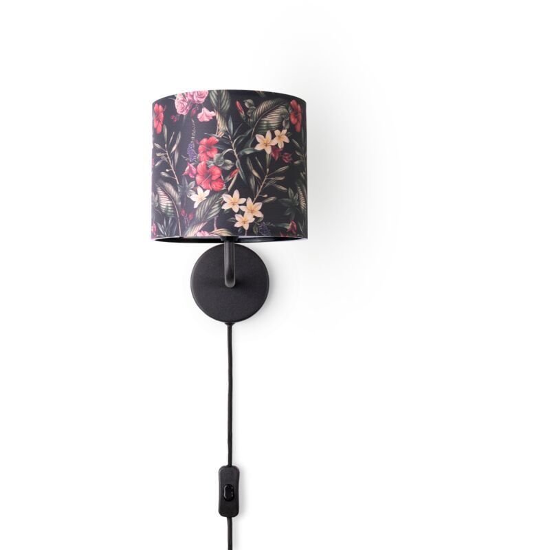 foto del prodotto lampada da tavolo scrivania lampada da parete tessuto e14 fiori jungle lampada da parete nero, design 5 18 cm paco home