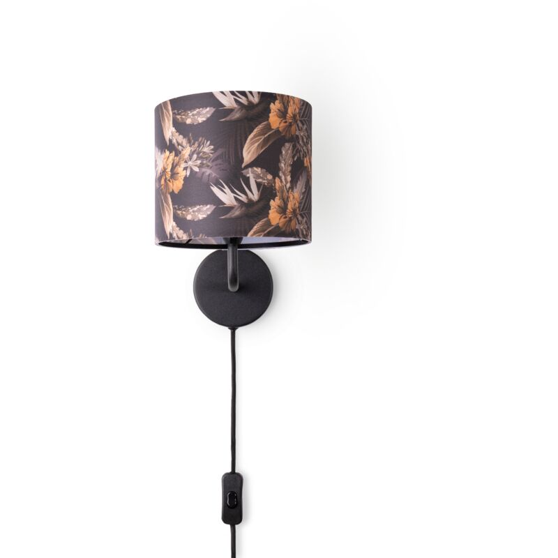 foto del prodotto lampada da tavolo scrivania lampada da parete tessuto e14 fiori jungle lampada da parete nero, design 6 18 cm paco home